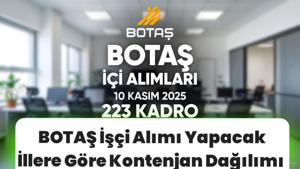 BOTAŞ İşçi Alımı Yapacak İllere Göre Kontenjan Dağılımı
