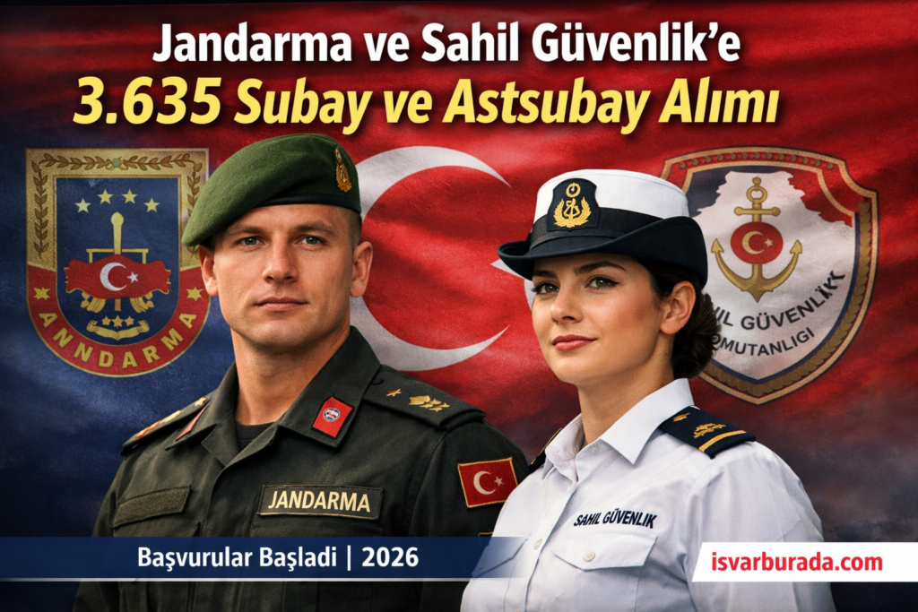 Jandarma ve Sahil Güvenlik Komutanlığı 3 Bin 635 Subay ve Astsubay Alımı Yapacak