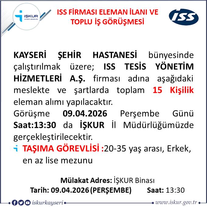 kayseri şehir hastanesi personel işçi alımı
