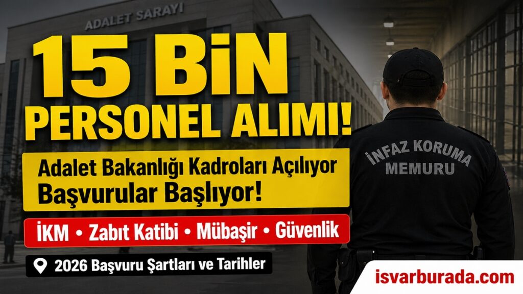 Adalet Bakanlığı 15 Bin Personel Alımı 2026 Başvurular Başlıyor