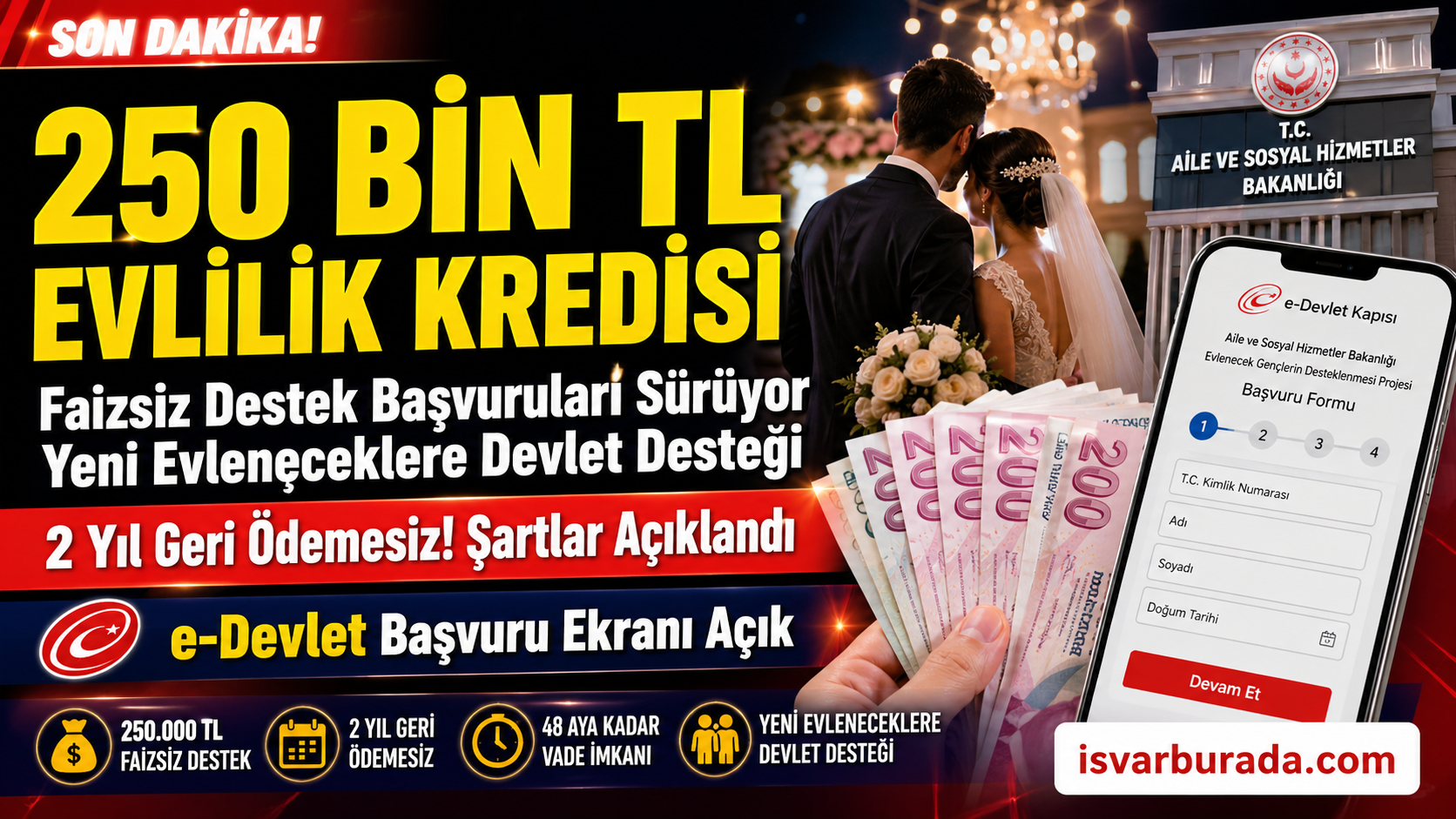 Evlilik Kredisi 250 Bin TL’ye Yükseldi Başvurular Sürüyor