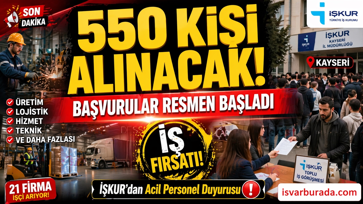 Kayseri’de İş Arayanlar 550 Kişilik Personel Alım İlanı Yayınladı