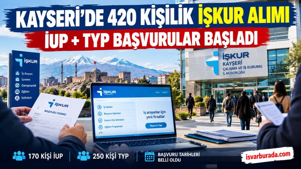 Kayseri İŞKUR 420 Kişilik Alım Başvuruları Başladı, Son Tarih Belli Oldu