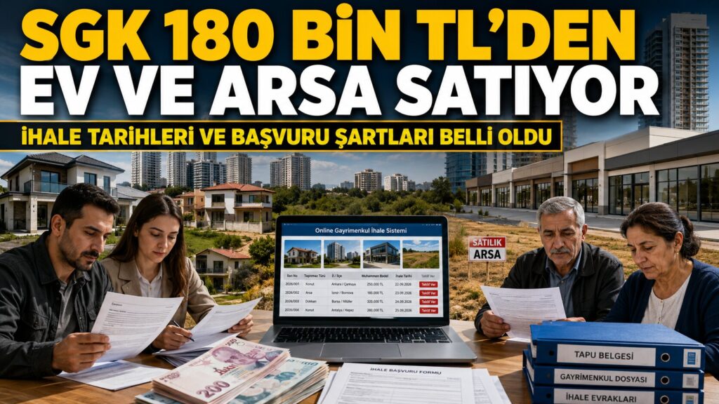SGK 180 Bin TL’den Ev, Arsa ve Dükkan Satıyor! İşte Başvuru Detayları